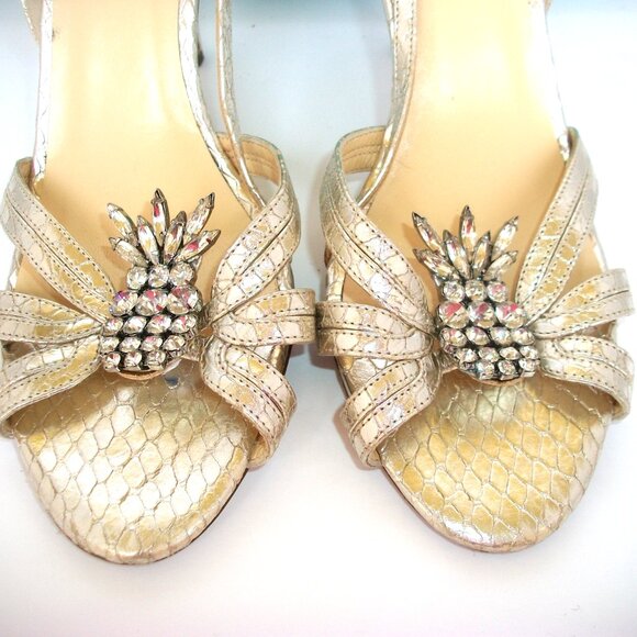 Kate Spade NY Gold Leather Strappy High Heel Good Fortune Sandals 9.5M - Picture 2 of 10